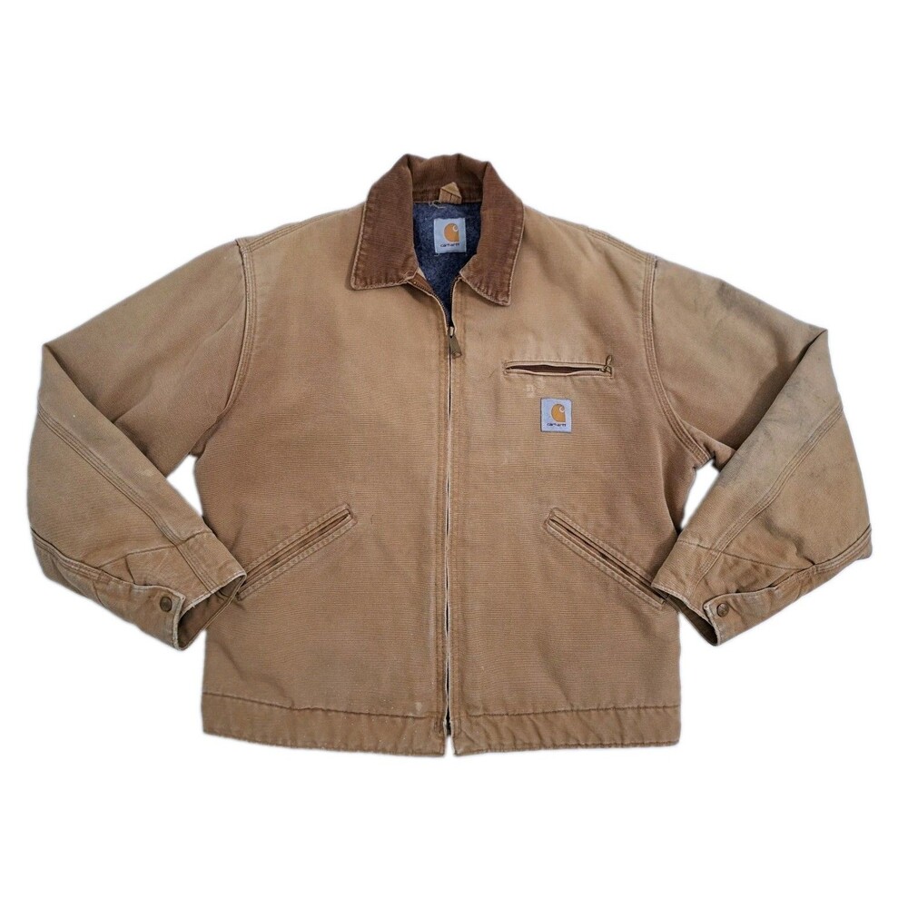 Carhartt Detroit Jacket Coat Canvas Brown Distressed Men's Size Small to Medium